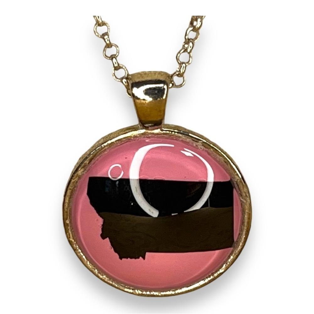 VINTAGE 90’s MONTANA NECKLACE SILVER PINK WESTERN  PENDANT